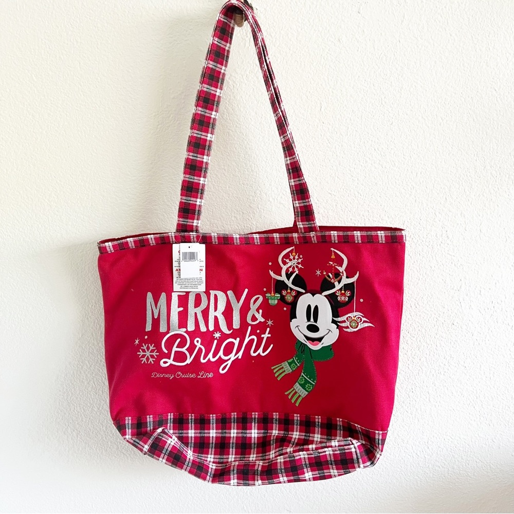 Disney Parks Merry & Bright Cruise Line Embroidered Tote Bag
